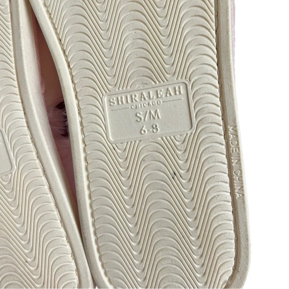 Shiraleah Carina Slippers Pink Pom Pom Slide‎ Slip-on Fuzzy Soft Hard Bottom 6-8 - Picture 9 of 9